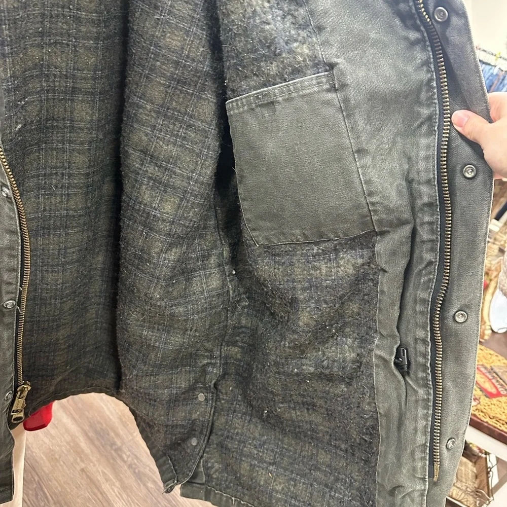 Vintage Carhartt green C52 MOS jacket blanket lined corduroy collar barn jacket - Picture 9 of 14